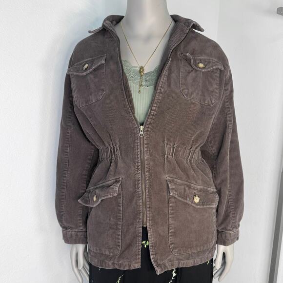 Vintage Jackets & Blazers - Vintage 90s Cord Corduroy Brown Chore Barn Coat Jacket Pockets Size Medium